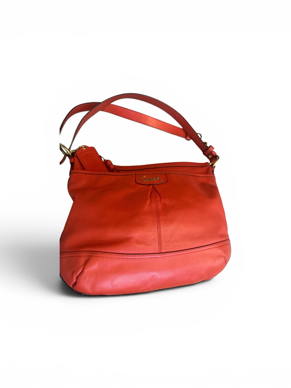 2012 Coach Coral-Red Leather Shoulder Bag